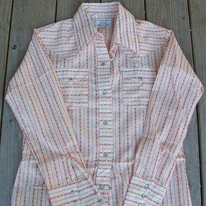 Vintage 70s Turtle Bax Western Shirt Orange Flower